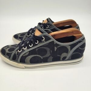 Coach Shoes Women 9B Dee Optic Signature Logo Sneakers Black